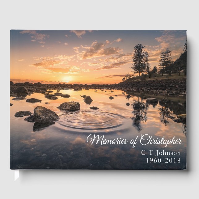 Lake Sunset Memories of Funeral Condolence Guest Book (Front)