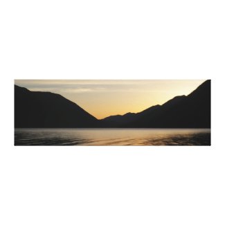 Lake Sunset Silhouette Landscape Photo Canvas Print