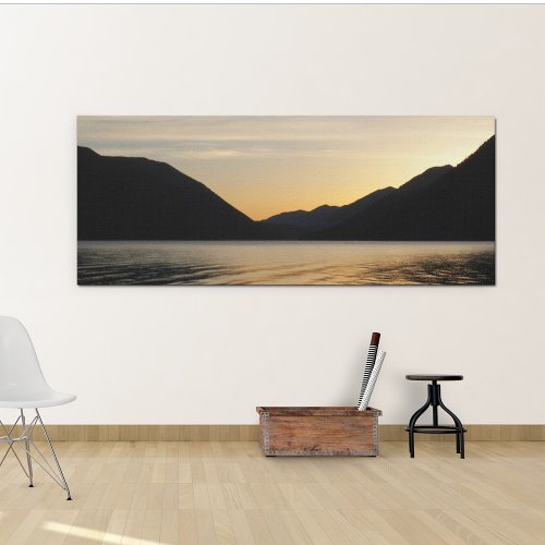 Lake Sunset Silhouette Photographic Landscape Canvas Print