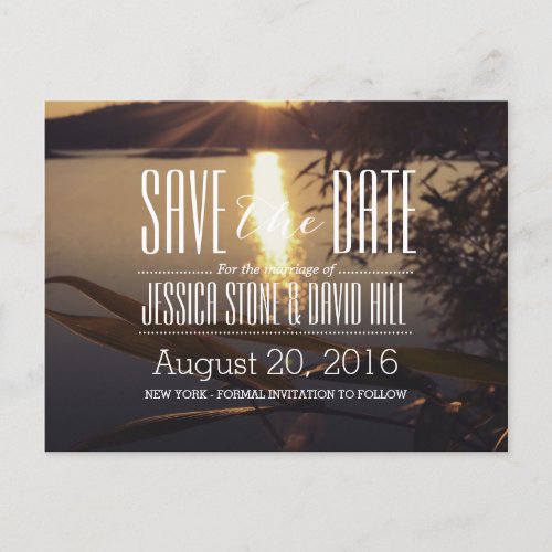 Lake Sunset Wedding Save the Date Announcement Postcard