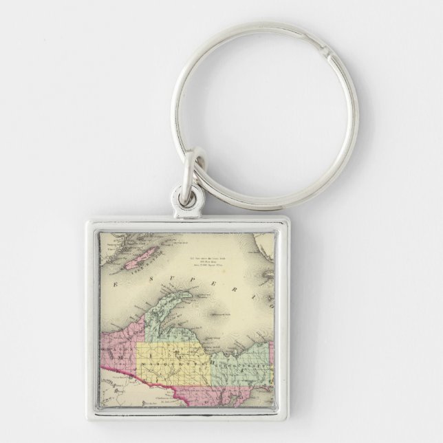 Lake Superior And The Northern Part Of Michigan Keychain (Front)