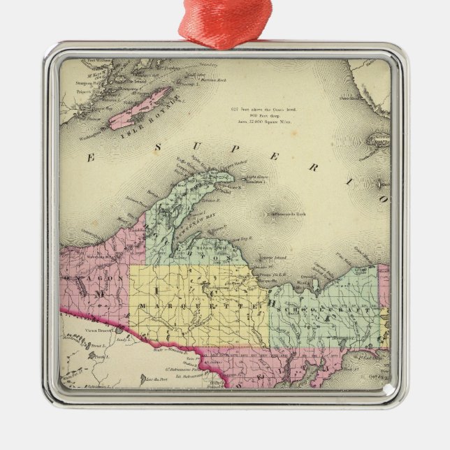 Lake Superior And The Northern Part Of Michigan Metal Ornament (Front)