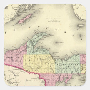 Lake Superior And The Northern Part Of Michigan Square Sticker