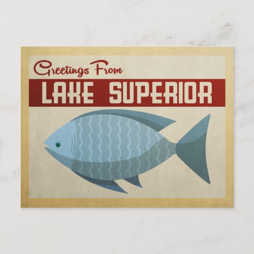 Lake Superior Blue Fish Vintage Travel Postcard