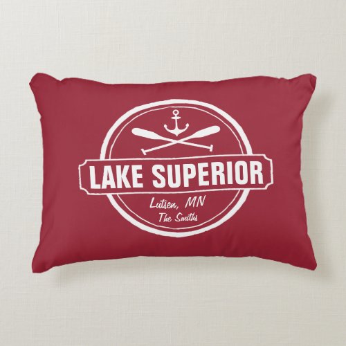 Lake Superior custom town name anchor paddles Accent Pillow