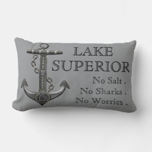 Lake Superior distressed nautical pirate anchor Lumbar Pillow