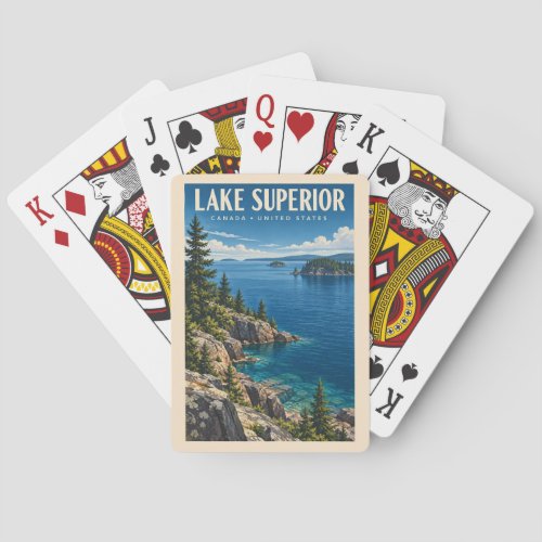 Lake Superior Illustration Travel Art Vintage Poker Cards