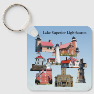 Lake Superior Lighthouses metal key chain