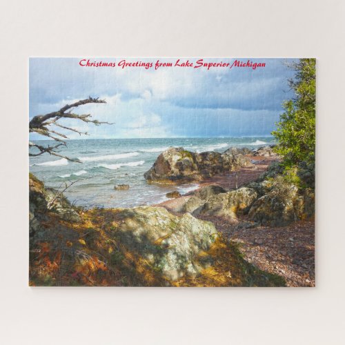 Lake Superior MichiganChristmas Greetings Jigsaw Puzzle