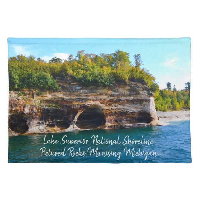 Lake Superior National Shoreline  Pictured Rocks Cloth Placemat (Front)