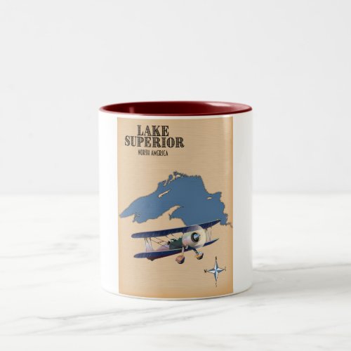 Lake Superior North America map Two_Tone Coffee Mug