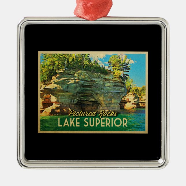 Lake Superior Pictured Rocks Metal Ornament (Front)