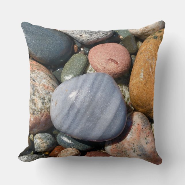 Lake Superior Rocks Throw Pillow (Front)