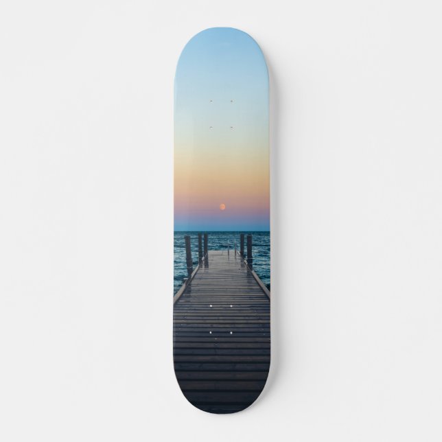 Lake Superior Sunset at the Dock Skateboard (Front)