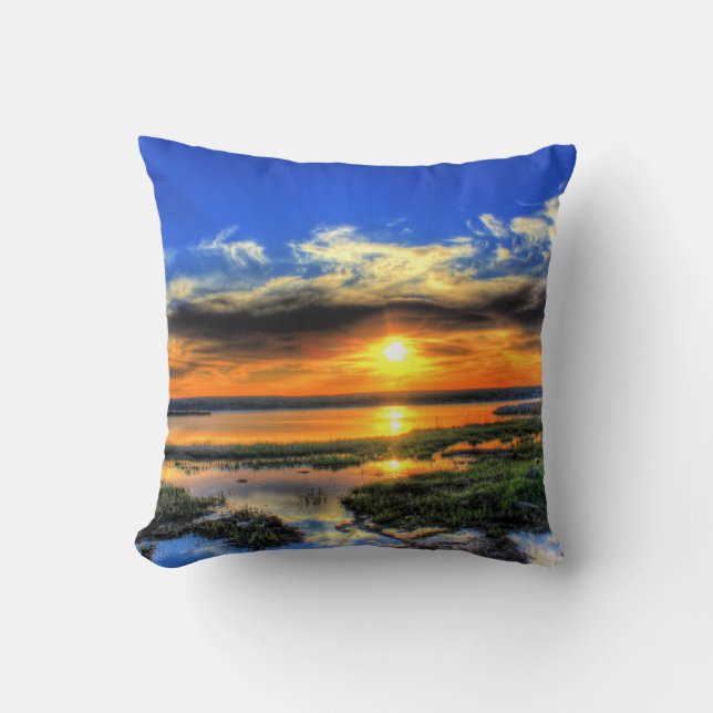Lake Superior Sunset Throw Pillow (Front)