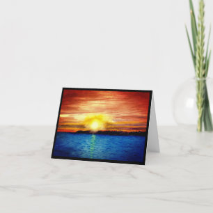 Lake Superior sunset watercolor sympathy  Card