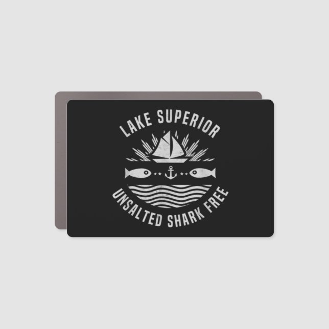 Lake Superior Unsalted Shark Free Great Lakes Fish Car Magnet (Front)