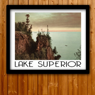 Lake Superior Vintage Travel Style Poster