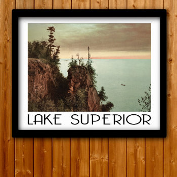 Lake Superior Vintage Travel Style Poster by whereabouts at Zazzle