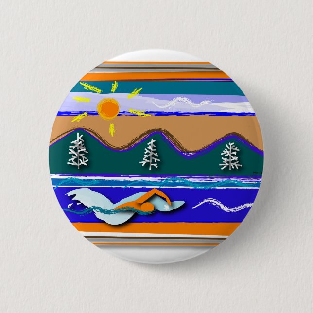 Lake Swim Pinback Button (Front)