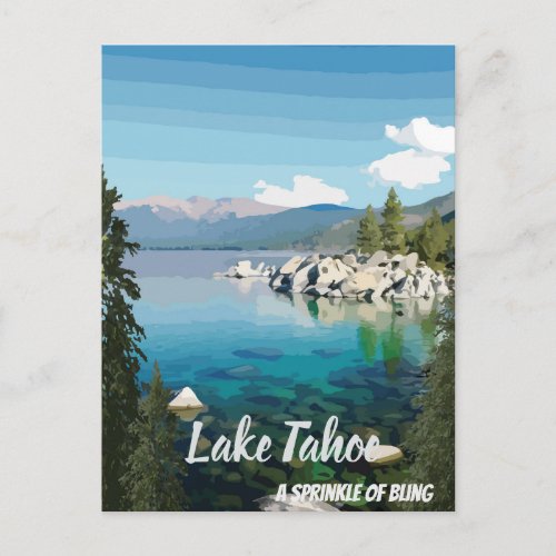 Lake Tahoe A sprinkle California  Nevada Postcard