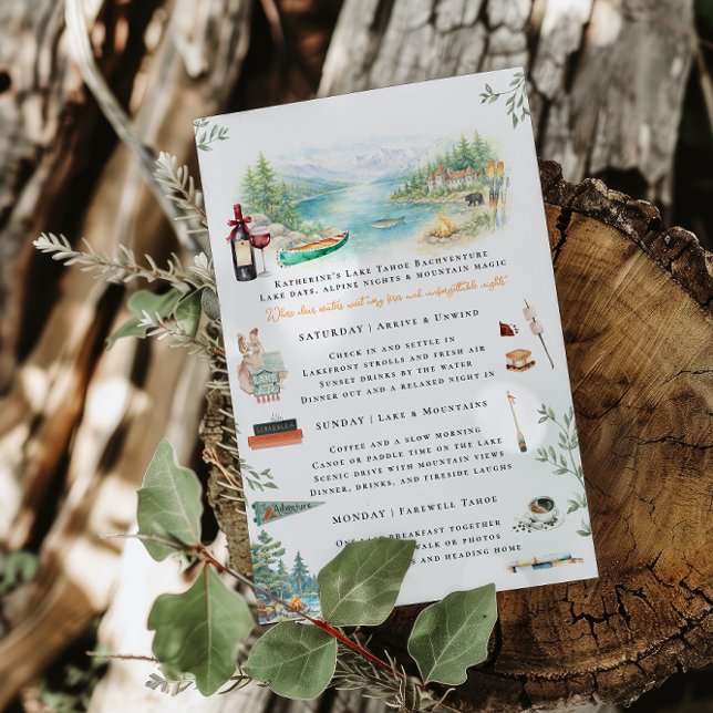 Lake Tahoe Bachelorette Weekend Itinerary  Invitation (Creator Uploaded)