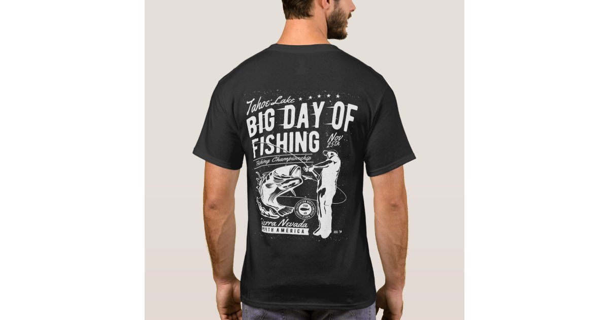 Tahoe Lake Big Day of Fishing T-Shirt, XL / Black