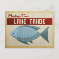 Lake Tahoe Blue Fish Vintage Travel