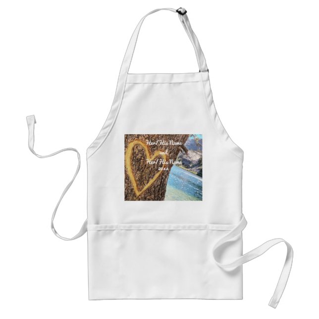Lake Tahoe Blue Water Tree Heart Love Adult Apron (Front)