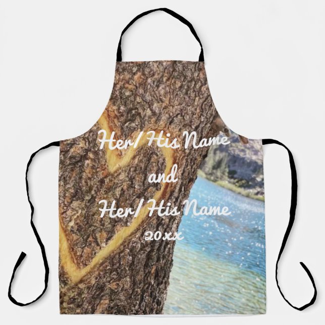 Lake Tahoe Blue Water Tree Heart Love Apron (Front)
