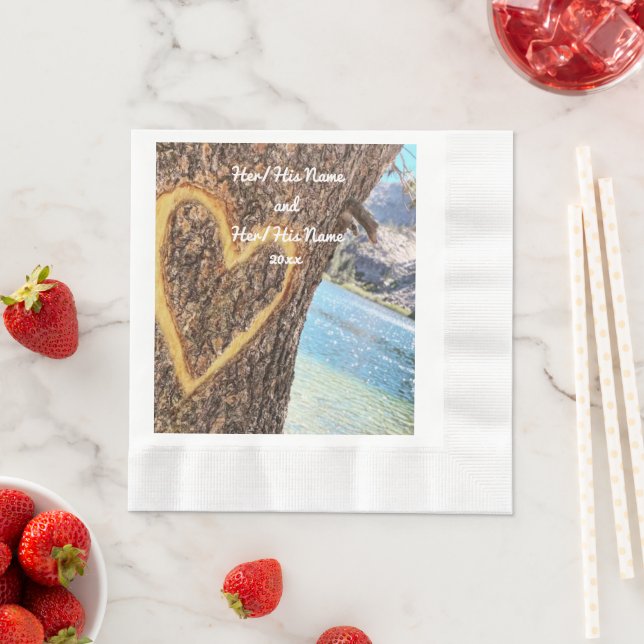 Lake Tahoe Blue Water Tree Heart Love Napkins (Insitu)