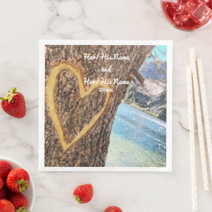 Lake Tahoe Blue Water Tree Heart Love Paper Dinner Napkins