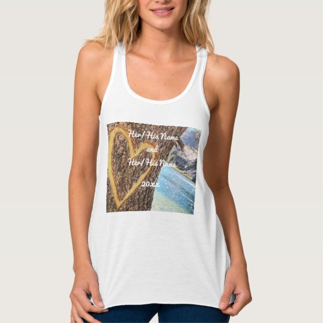 Lake Tahoe Blue Water Tree Heart Love Tank Top (Front)