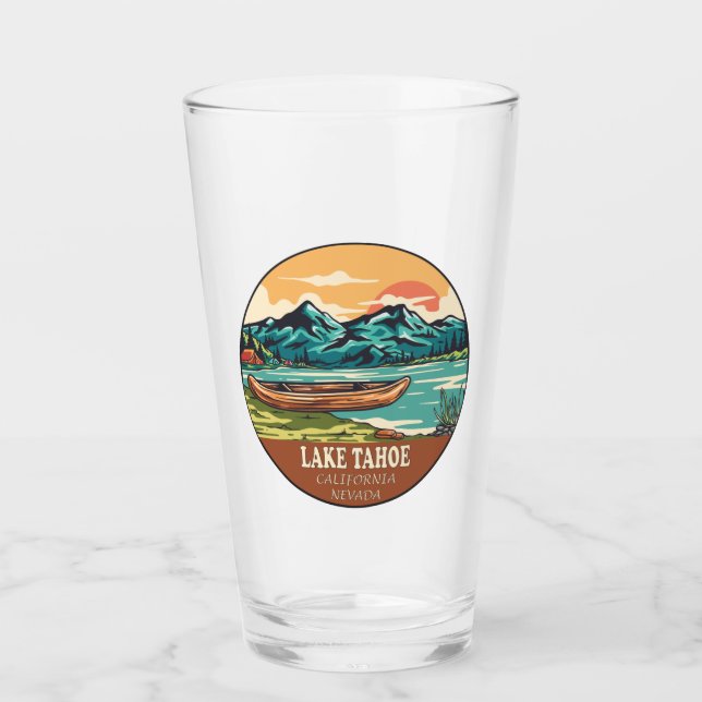 Lake Tahoe Boating Fishing Emblem Glass (Front)