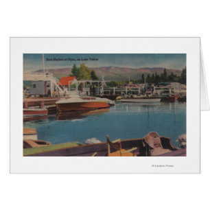 Lake Tahoe, CA - Boat Harbor at Bijou Wooden Cards