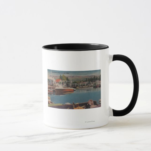 Lake Tahoe, CA - Boat Harbor at Bijou Wooden Mug (Right)