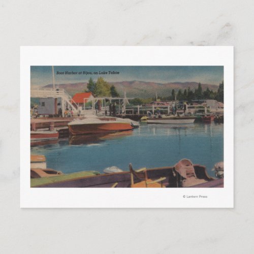 Lake Tahoe CA _ Boat Harbor at Bijou Wooden Postcard