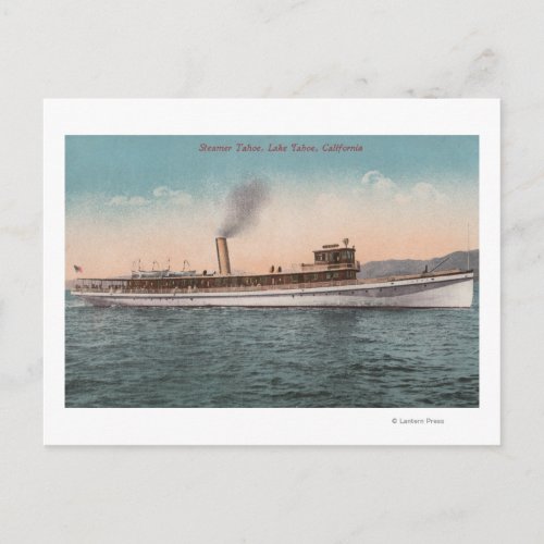 Lake Tahoe CA _ Steamer Tahoe Large Wood Ship Postcard