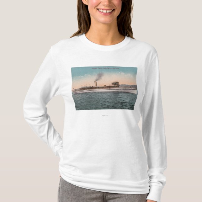 Lake Tahoe, CA - Steamer Tahoe Large Wood Ship T-Shirt (Front)