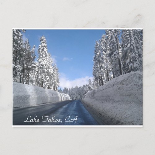 Lake Tahoe CA with lots of Snow Postcard