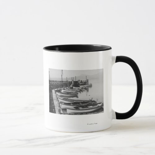 Lake Tahoe CA _ Wooden Boats along Dock Photo Mug