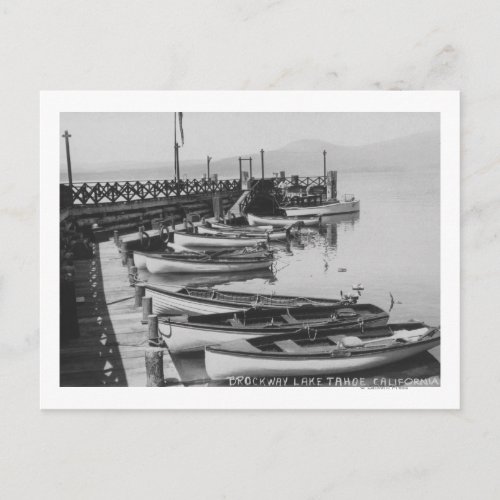 Lake Tahoe CA _ Wooden Boats along Dock Photo Postcard