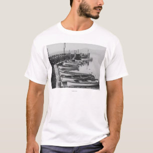 Lake Tahoe, CA - Wooden Boats along Dock Photo T-Shirt