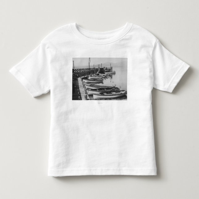Lake Tahoe, CA - Wooden Boats along Dock Photo Toddler T-shirt (Front)