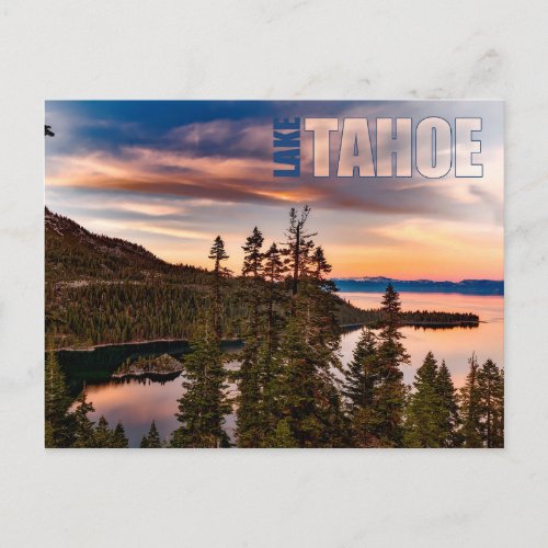 Lake Tahoe California at Sunset Beautiful Postcard