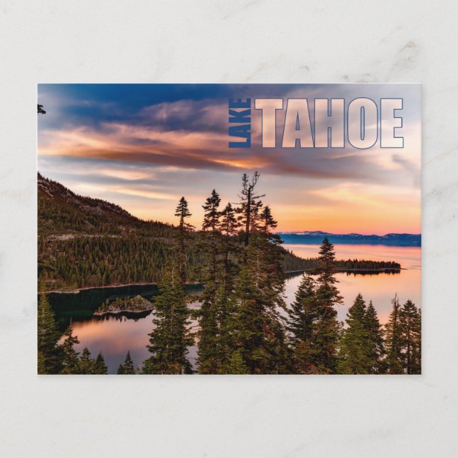 Lake Tahoe California at Sunset Beautiful Postcard (Front)