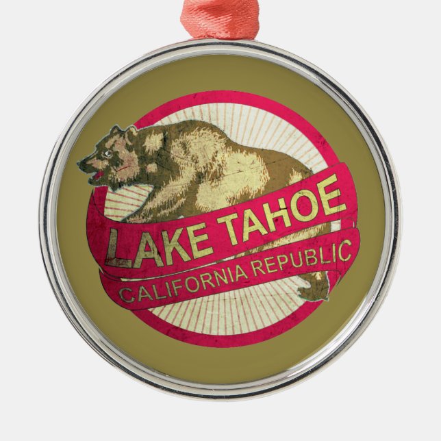 Lake Tahoe California bear holiday ornament (Front)