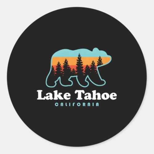 Lake Tahoe California Bear Mountains Hiking Classic Round Sticker