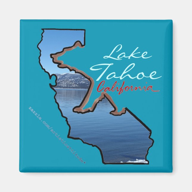 Lake Tahoe California blue bear outline magnet (Front)