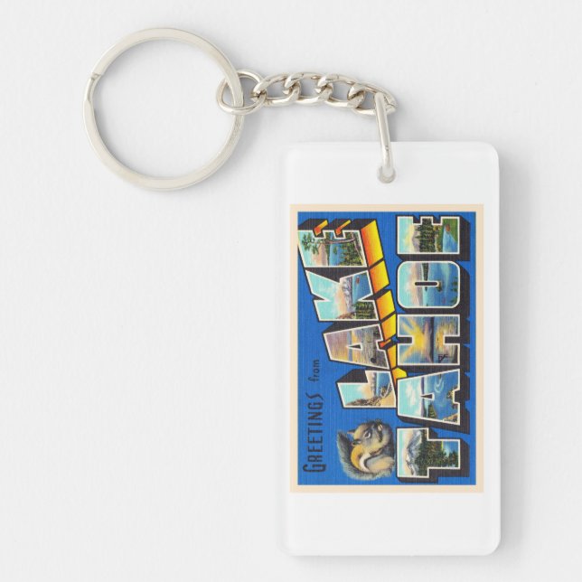Lake Tahoe California CA Large Letter Postcard Keychain (Front)